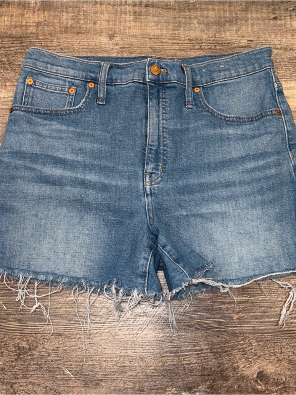 Madewell High Rise Denim Shorts Size 30 Frayed Hem